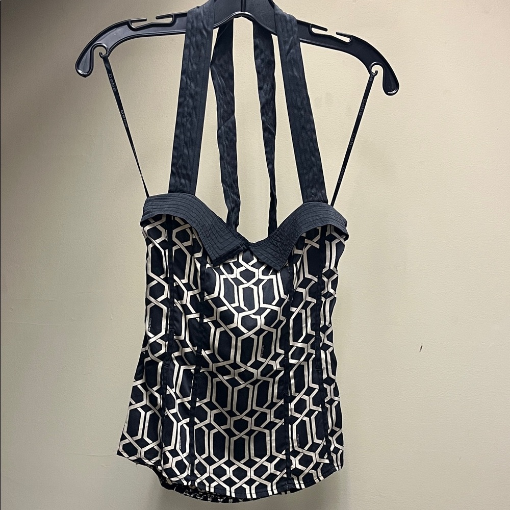 Bebe Black and White Geometric Camisole